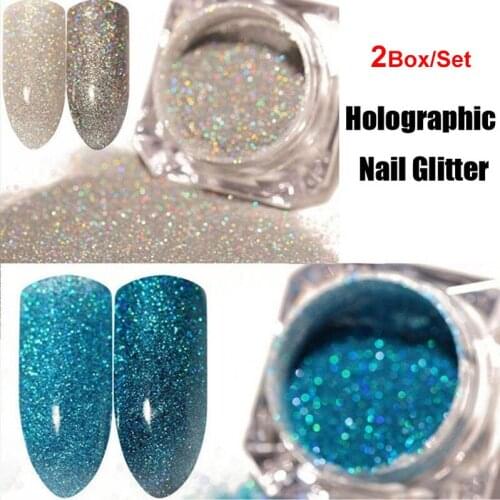 2Box/4Box Nail art Glitter Starry Holographic Laser Powder Ultra-thin Shining Pigment Dust Powder Manicure Nail Art Glitter