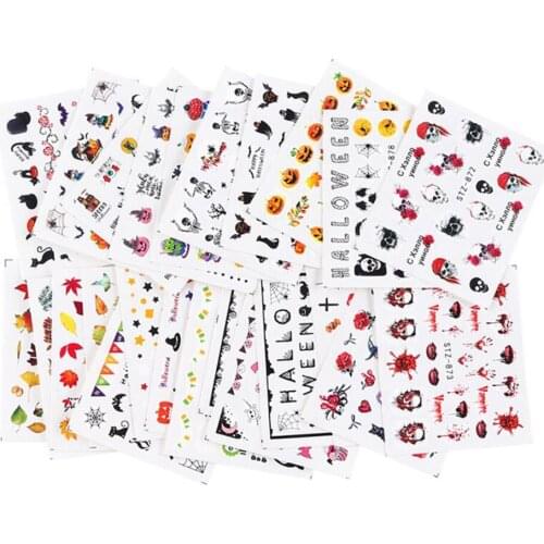 24 Sheets Halloween Nail Decals Stickers Self-Adhesive DIY Nail Art Tips