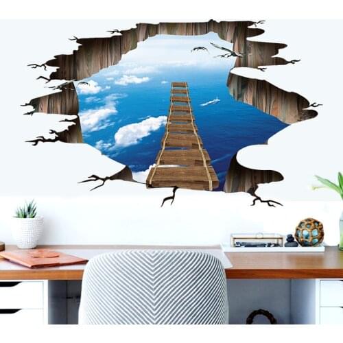 3D broken wall cosmic Ladder wall stickers home decor living room bedroom floor decals mural Removable decorative material