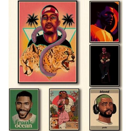 42 Designs Rapper Frank Ocean Kraftpaper Poster Artwork Fancy Wall Sticker for Coffee House Bar