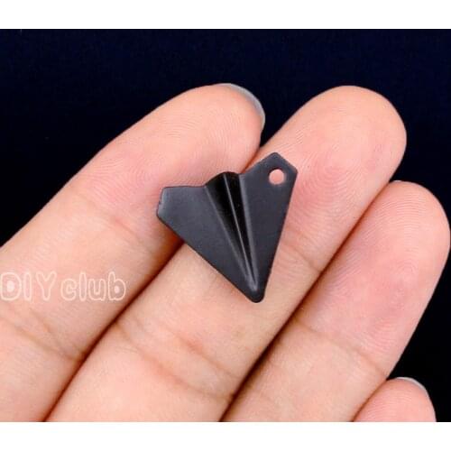 50pcs-Paper Airplane Charms, Black Tone Paper Air Craft Charms Pendant 18x17mm