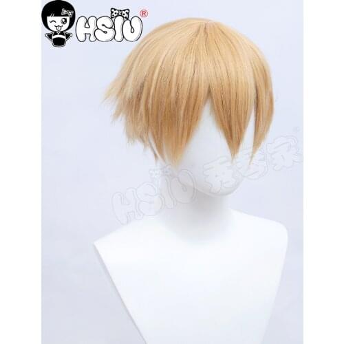 「HSIU Brand」 Denji Wig Anime Chainsaw Man Cosplay Golden short hair Fiber synthetic wig+Free Brand wig cap
