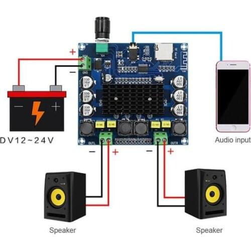 XH-A104 TPA3116 Bluetooth 4.1 Digital Power Amplifier Board 2x50W Stereo AMP Module Support TF Card AUX Potentiometer NEW