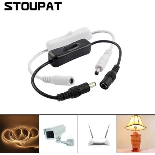DC 5V 12V Light Switch Female Male DC Connector Power Cable 5.5x2.1mm ON OFF Inline for CCTV LED Strip Light Lamp 304 Switch