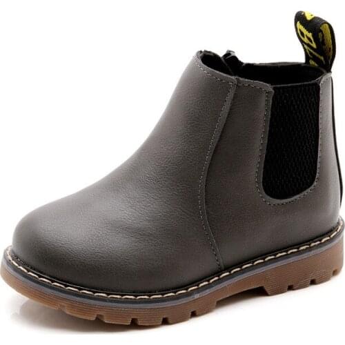 Childrens Boots Autumn Fashion PU Leather Snow Boots Casual Keep Warm Plush Baby Girls Boys Ankle Boots Winter Zipper Shoes