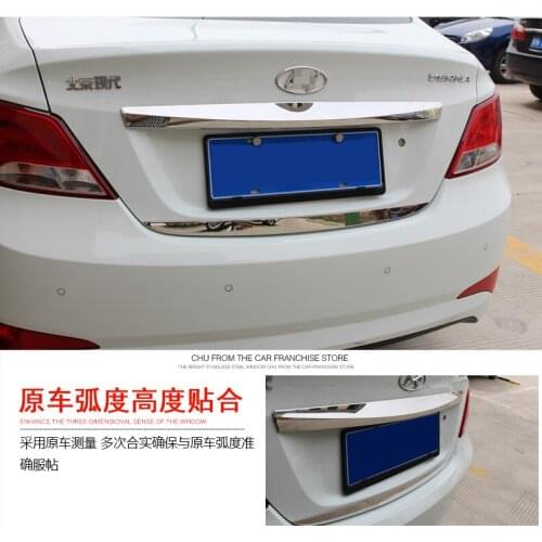 For Hyundai Verna Solaris 2010 2011 2012 2013 2014 ABS Chromed Trunk Lid Cover Rear Door Trims