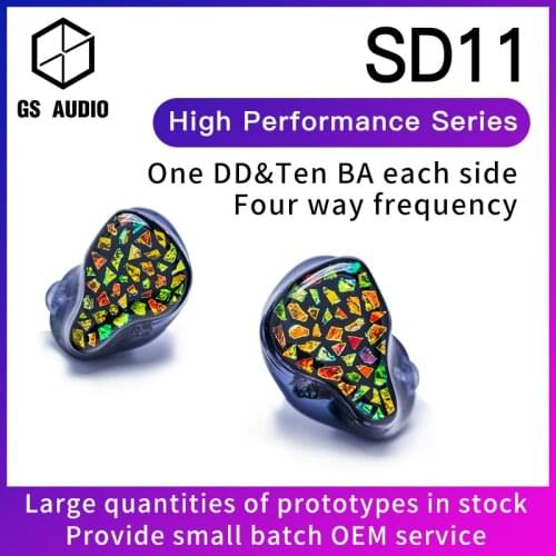 GS AUDIO SD11 10BA+1DD Hybrid Driver HiFi In-Ear Earphones with 0.78 2pin Detachable Cable IEMs for Audiophiles Musician OEM IEM