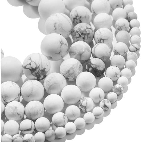 1strand Natural Dull Polished Matte White Turquoises Howlite Round Loose Stone Beads For Needlework Jewelry Making Diy Bracelet