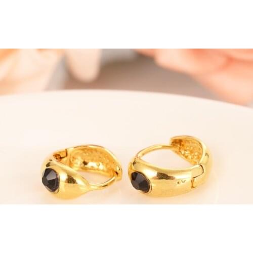 Gold cz crystal Luxury Lovely Kid Baby Little Girls Jewellery Security Safety Princess Round GoldHuggies hoop earrings Jewelry