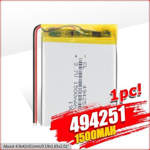 YCDC 494251 3.7V 1500mah lithium polymer battery 4.2v for navigation GPS DVR GPS MP3 MP4 Speaker driving recorder batteries