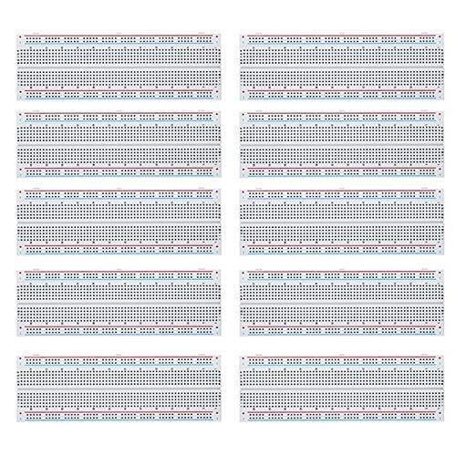 MCIGICM 10pcs Breadboard 830 Point Solderless Prototype PCB Board Kit Protoboard MB-102 for DIY Electronics kit