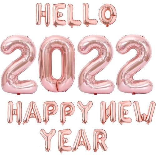 2022Happy New Year Balloons 40Inch Numeral Ballon Set 16Inch Alphabet Foil Letter balloon Party Decoration Supplies Baby Shower