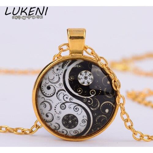 LUKENI 2017 New Gow Glass Necklace Jewelry Yin Yang Tai Chi Witchcraft Flower Necklaces&Pendants for Women Men Gift XL150