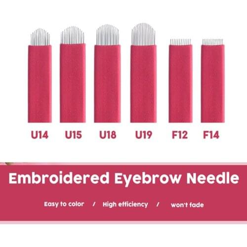 12 14 15 18 19 Pin U shape Permanent Makeup Eyebrow Tattoo Needles Blade For 3D Embroidery Microblading Tattoo Pen accessory