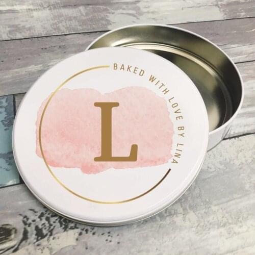 Personalized Cake Metal Box Custom Cookie Tin Baked With Love Biscuit Snack Treat Valentine Mothers Day Birthday Gift Favor