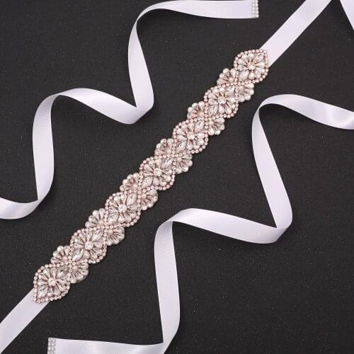 SESTHFAR Bridesmaid Sash Crystal Rhinestone Bridal Belt Wedding Belt with ribbon Women Dress Accessories