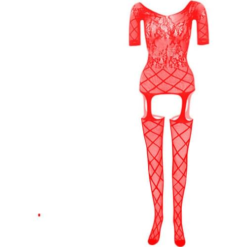 Sexy Nightwear Babydoll Perspective Short Sleeve Bodysuits Underwear Women Fishnet Body Stocking Slutty Clothes Sexual Lingerie