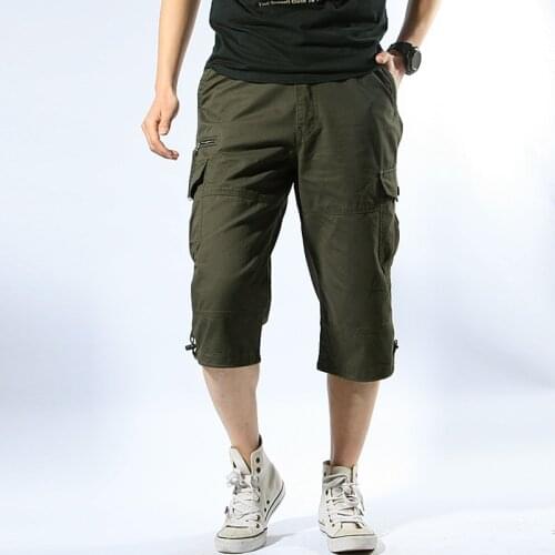 Summer Mens Pocket Cargo Casual Shorts Men Loose Army Short Pants Outdoor Man Tactical Shorts Elastic Waist Trunks 2021 New 5XL