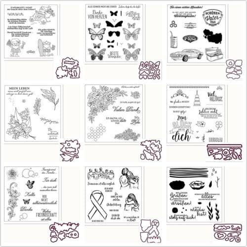 German Metal Cutting Dies And Clear Stamps Stencils for DIY Scrapbook Album Paper Card Embossing Decorations Handmade