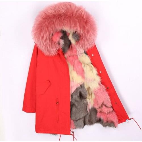 Winter Coat Women Womens Jackets Natural Raccoon Fur Collar Hooded Jacket Real Fox fur Parka Thick Coats Casual Long Warm Parkas