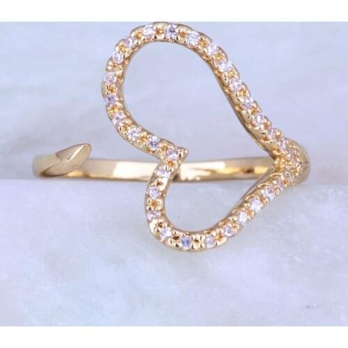 Love Monologue Endearing White Cubic Zirconia Heart Yellow Gold Color Rings J0438 Size 6/7/8 Fast Shipping & Jewelry Bag