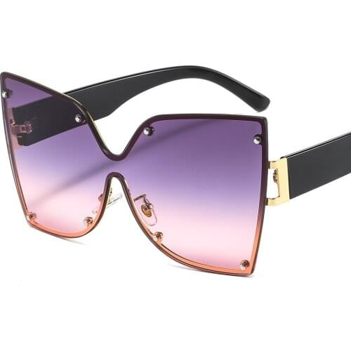 2021 New Metal Frame Butterfly Shape Ladies Sunglasses Oversized Personality Gradient Color Women Sun glasses