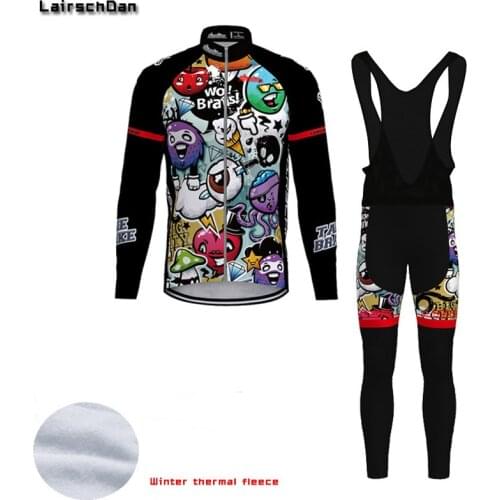 LairschDan Winter Cycling Jersey Long Suit Funny Outdoor Riding Bike MTB Clothing Bib Pants Set maillot ciclismo hombre invierno