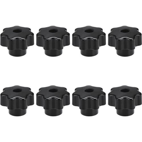 Star Knob Grip Handle M6 M8 M10 Diameter Brass Insert Female Thread Bakelite Black 8pcs