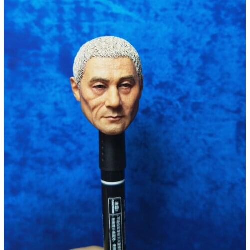 1/6 scale WOLFKING WK89021 Black Japanese Samurai Head Sculpture White hair / black hair version for 12" action figure body