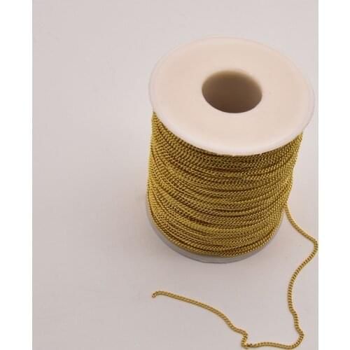 1 Meter/Lot 1.6mm 18K Brass Gold Plated Flat Chain Necklace Chain Making For Necklace Jewelry Wholesale In One Roll JA0356