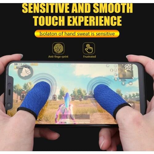 1 pair Game Controller Finger Cover Sweat Proof Non-Scratch Sensitive Touch Screen Gaming Finger Thumb Sleeve Gloves for PUBG