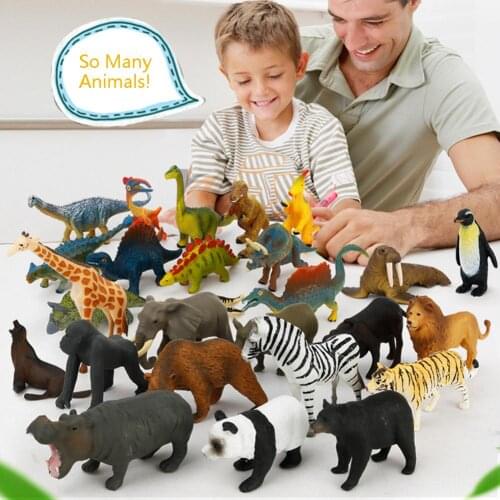 12Pcs Puzzle Learning Toys Simulated WildAnimals Model Toy Montessori Educational Toys Action Figures Collection Toys