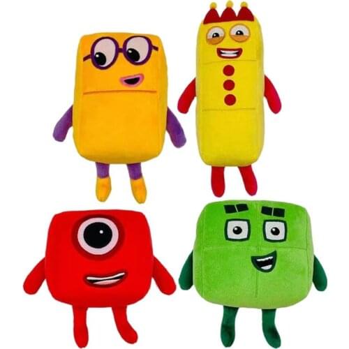 New 4pcs/set Cute Numberblocks Plush Toys Number Block Cartoon Movie Stuffed Dolls Educational Toy Gifts for Kids