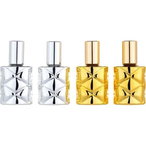 10ml Gold Silver Glass Roll on Ball Portable Essential Oil Vials Stainless Steel Roller Cosmetic Perfume Refillable Bottle 25pcs