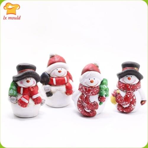 3D Silicone Candle Soap Sugar Square Dan Chocolate Mold Snowman Decoration Christmas Baby