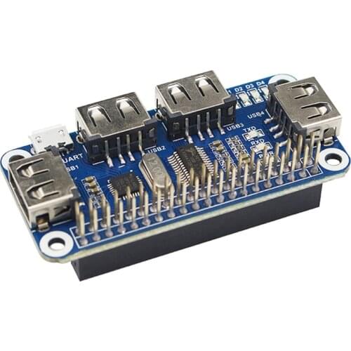 4 Ports USB HUB HAT For Raspberry Pi 4B 3 / 2 / Zero W Extension Board USB To UART For Serial Debugging Compatible With USB2.0/1