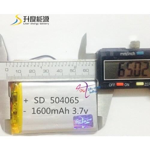 Tablet battery SD504065 3.7v lithium polymer battery cells 504065 3.7v 1600mah li-ion battery pack