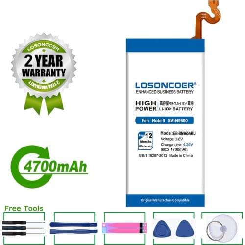 LOSONCOER 4700mAh EB-BN965ABU For Samsung Galaxy Note9 Note 9 N9600 SM-N9600 N960U SM-N960F SM-N965F Mobile Phone Battery