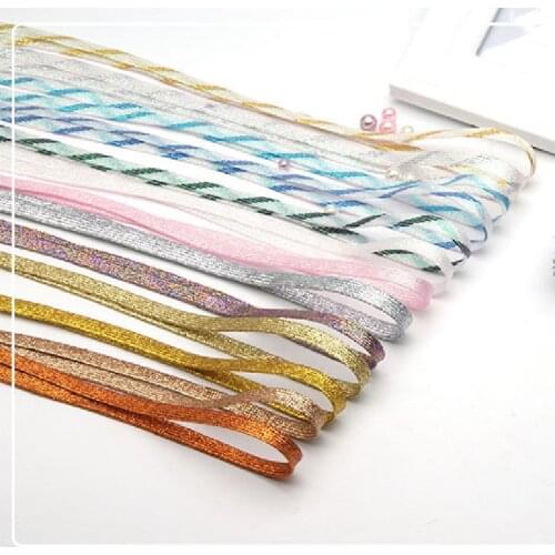 1pair Glitter Shoelaces of Sneakers Metallic Shiny Gold Shoelace Flat Shoe Laces Sports Running Shoe Lacing Man Women