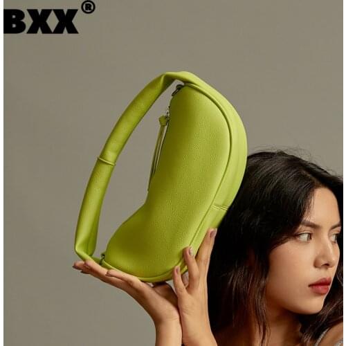 [BXX] Simple Solid Color PU Leather Crossbody Bags For Women 2021 Summer Branded Shoulder Bag Trending Luxury Hand Bag HS557