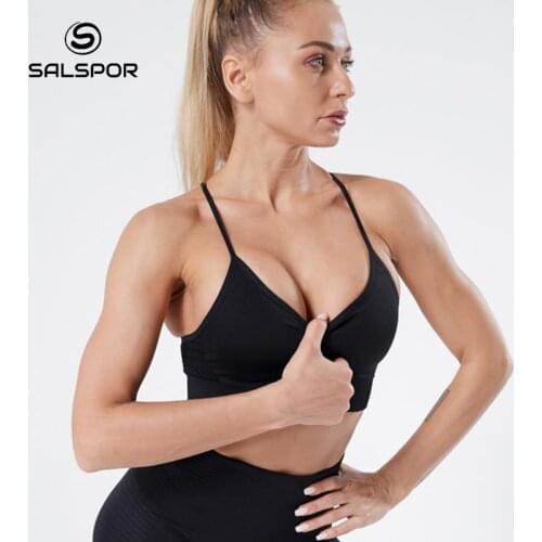 SALSPOR Women Fitness Sexy Bras for Women Push Up Seamless Backless Bralette Crop Top Women Sportswear Female Lingerie