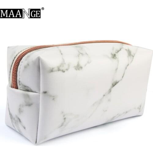1Pcs Marbling PU Brush Bag Makeup Pencil Case Marble Cosmetic Handbag Pouch Beauty Make Up Brush Holder Pencil Bag School Tools