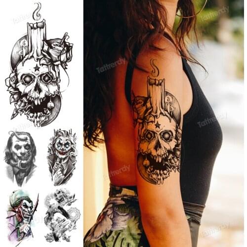 Skull arm sleeve temporary tattoo waterproof black sexy body art tattoo water transfer women back breast tatoo fake dragon