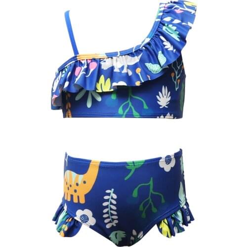 Toddler Baby Kids Girls Ruffles Floral Print Two Piece Swimsuit Bathing Beach Swimwear Купальник Для Девочек Badpak Meisje#l