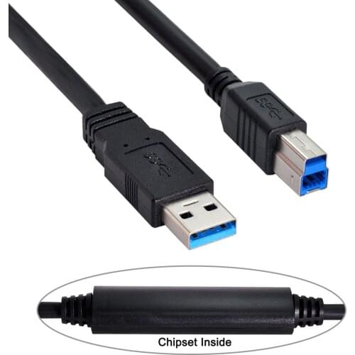 Jimier USB 3.0 Type A Male to Standard Type B Male Chipset Repeater Cable for Industrial Camera & Laptop PC & Disk 8m