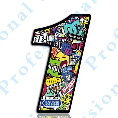 STICKY Colorful Number Bomb Skull Vinyl Decal Sticker Car Auto Motocross Moto Sport Start Racing Tuning Laptop Trunk