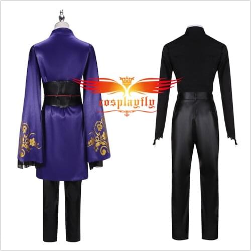 Game Twisted-Wonderland Snow Princess Rook Hunt Cosplay Costume Men Women Purple kimono Satin Dress Pants Belt Adult Outfits