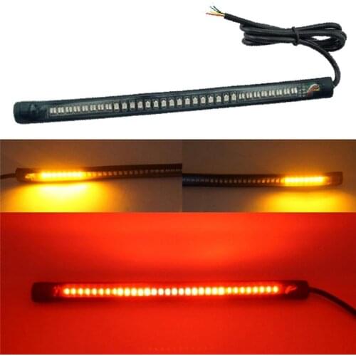 48 LED SMD Strip Motorcycle Car Tail Turn Signal Brake Stop Light 12V Brake Striped Signal License Plate Light Accessories