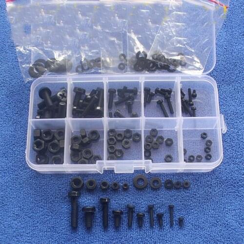 M2/M2.5/M3/M4/M5 Black Nylon Plastic Nut Screw Shim Combination 1packing
