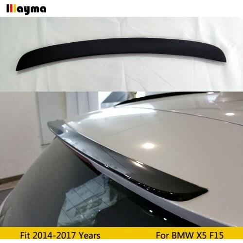 MP style Fiber glass matt black primer roof wing spoiler For BMW X5 28i 30d 35i xDrive 2014 - 2017 F15 X5M rear trunk spoiler